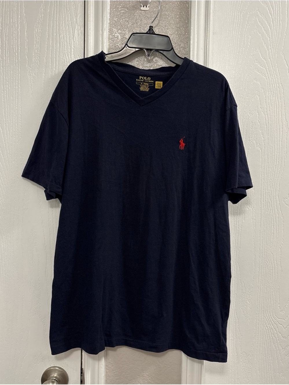 Polo by Ralph Lauren Navy V-Neck Tee with Red Pony Logo